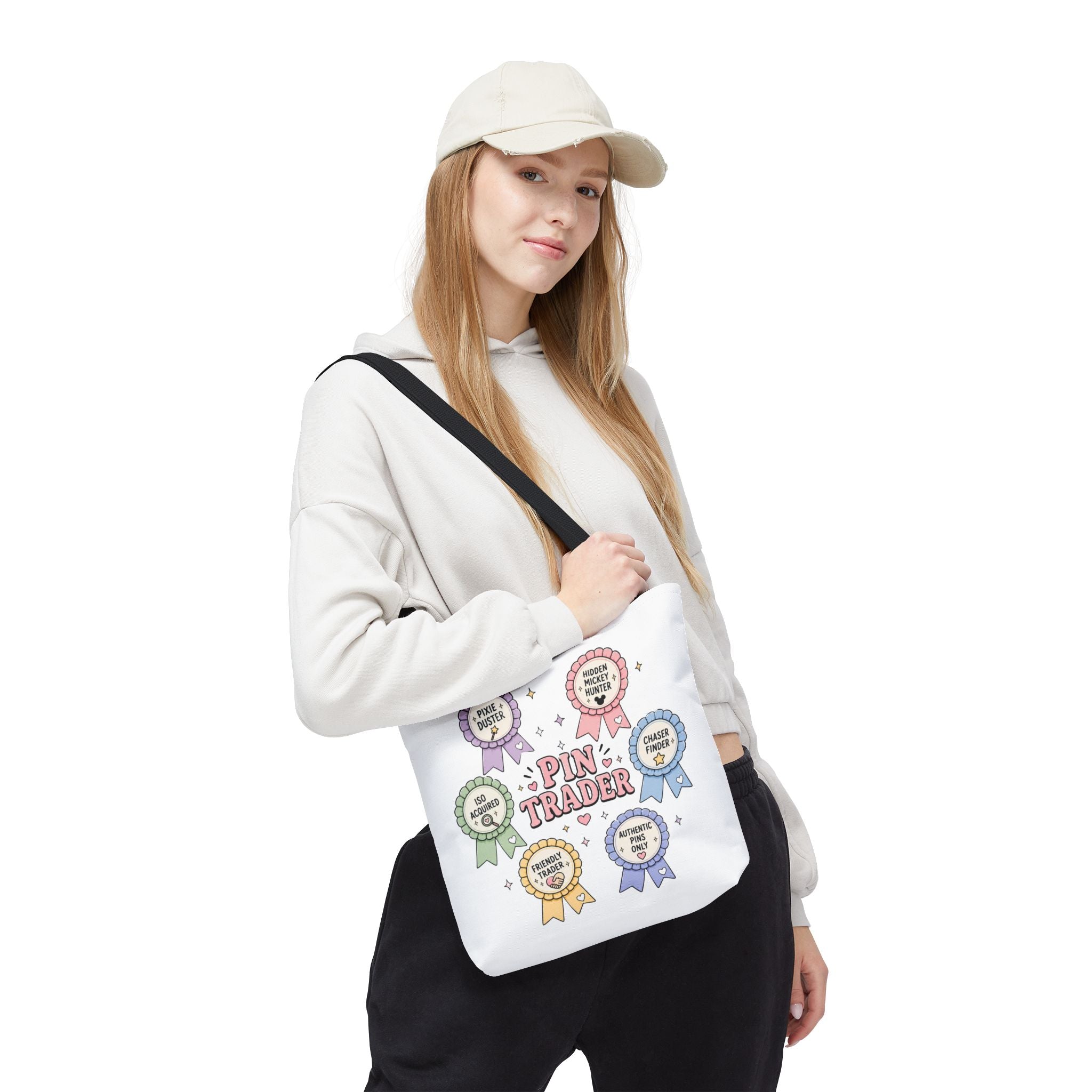 Pin Trader Tote Bag Pastel Ribbon Pins Design