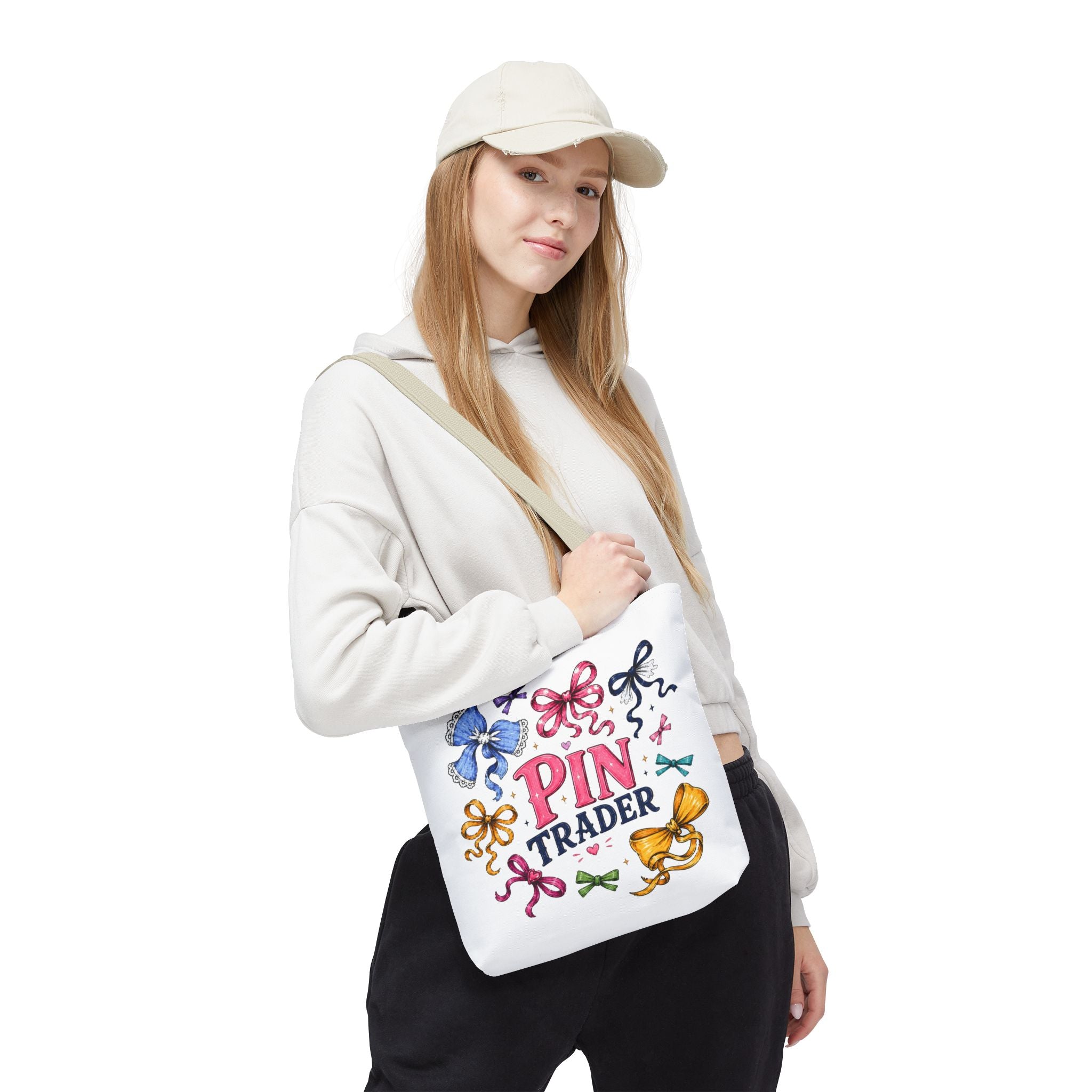 Bow Ribbon Pin Trader Tote Bag