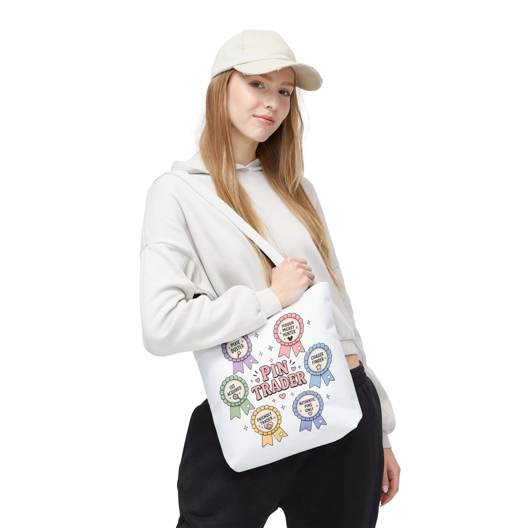 Pin Trader Tote Bag Pastel Ribbon Pins Design