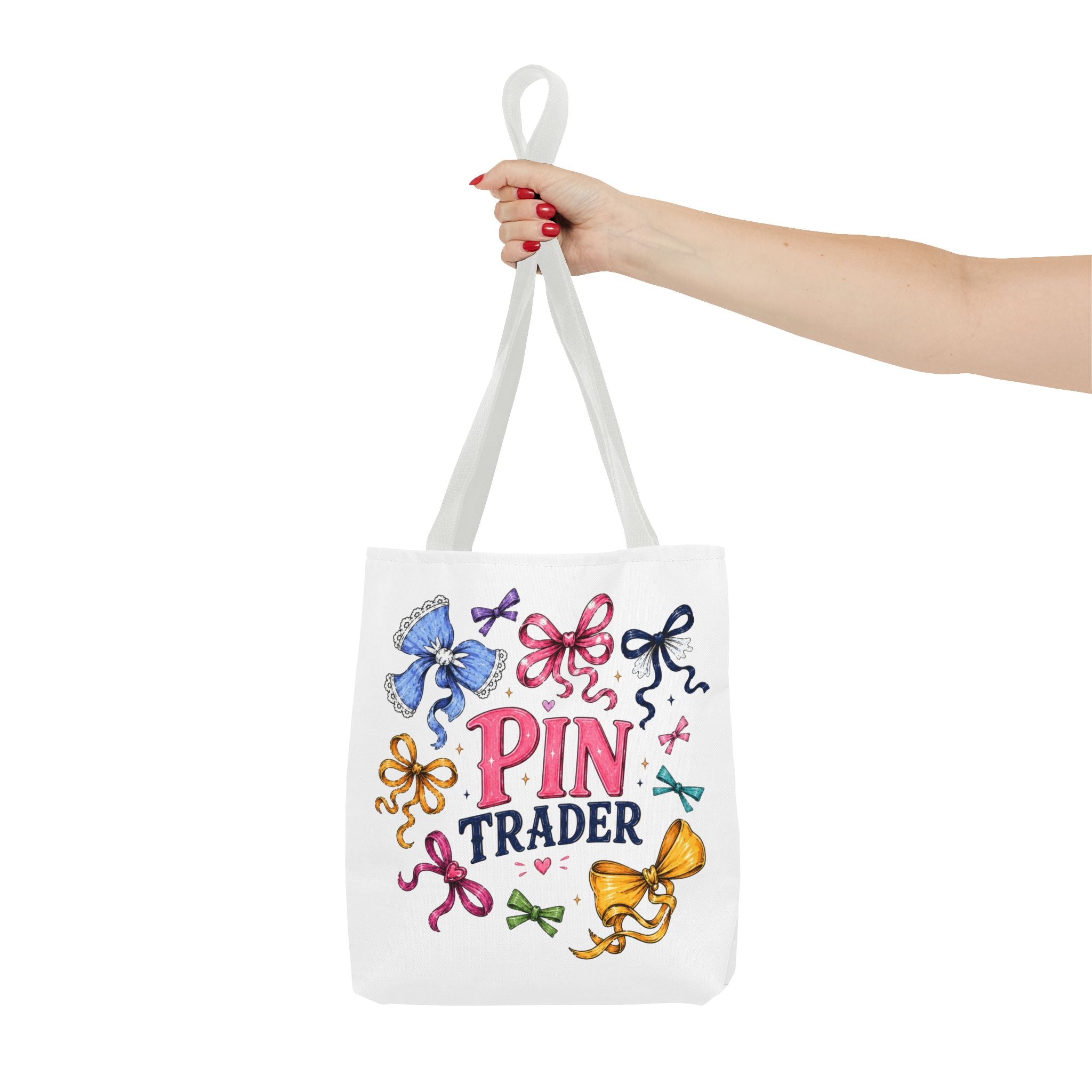 Bow Ribbon Pin Trader Tote Bag