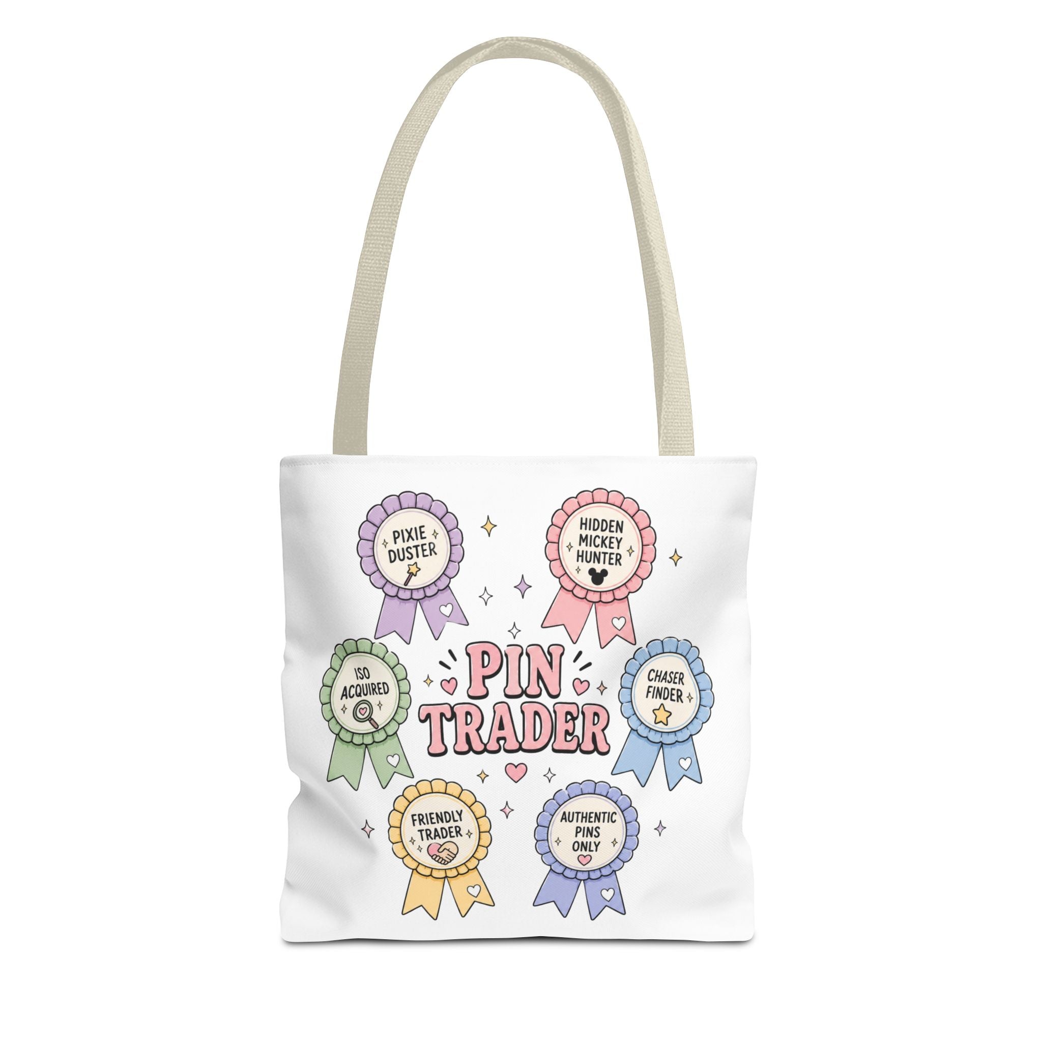 Pin Trader Tote Bag Pastel Ribbon Pins Design