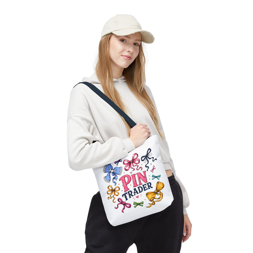 Bow Ribbon Pin Trader Tote Bag