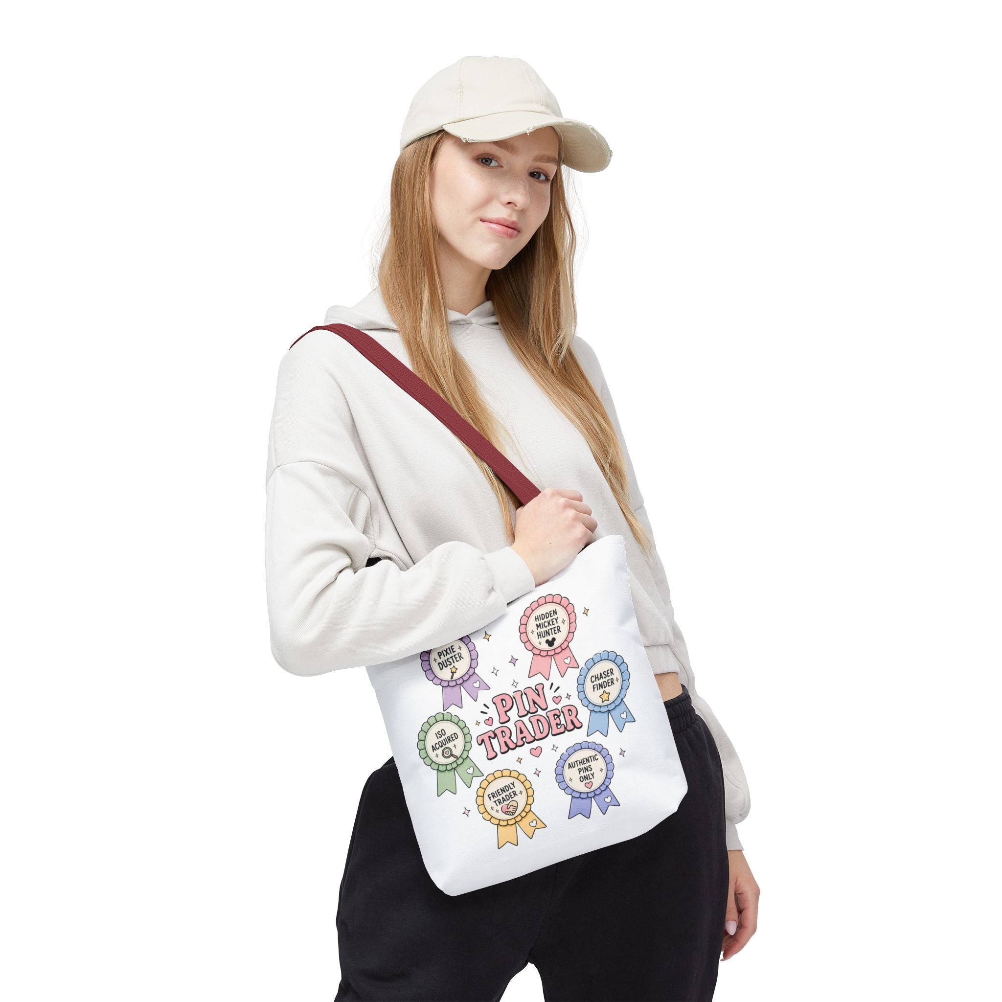 Pin Trader Tote Bag Pastel Ribbon Pins Design