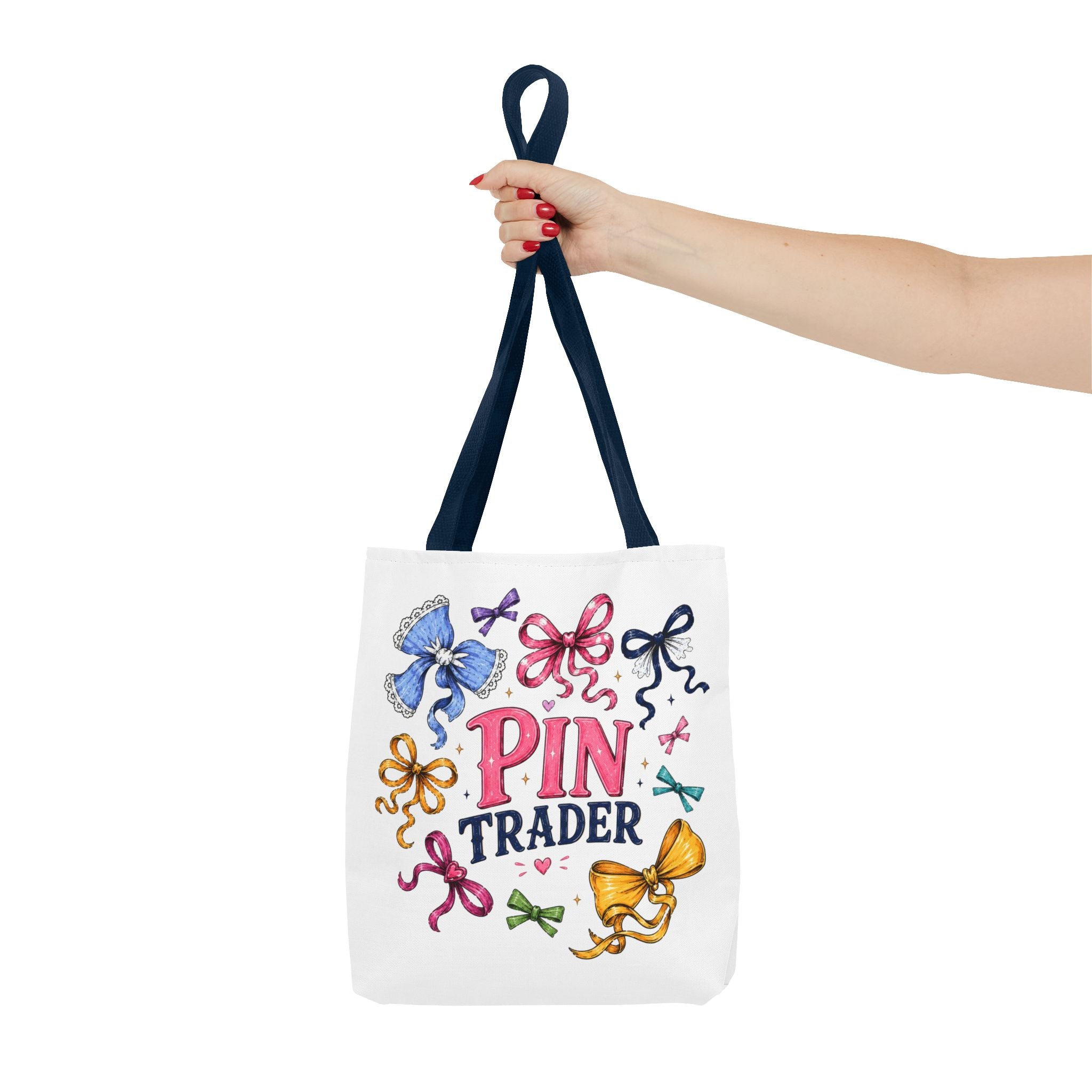 Bow Ribbon Pin Trader Tote Bag