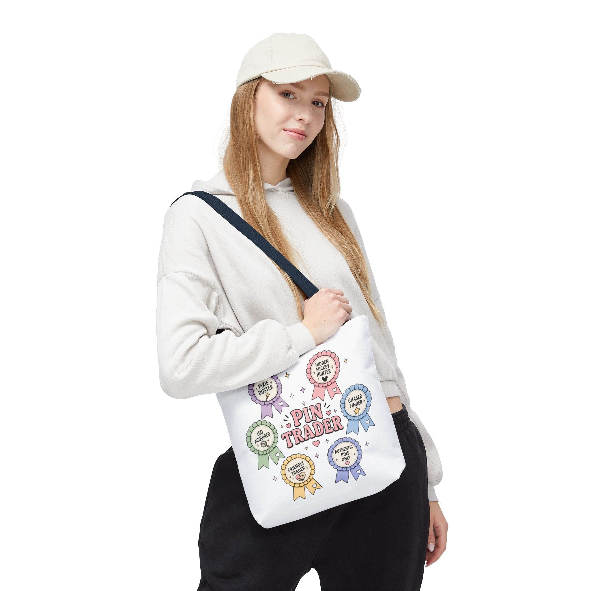 Pin Trader Tote Bag Pastel Ribbon Pins Design