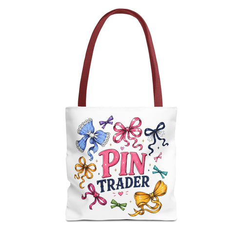 Bow Ribbon Pin Trader Tote Bag