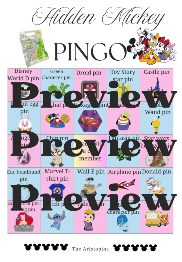 The ULTIMATE Challenge Hidden Mickey Pin Trading Bingo | Disney Pin Game Printable | Disney Scavenger Hunt | Disney World Game